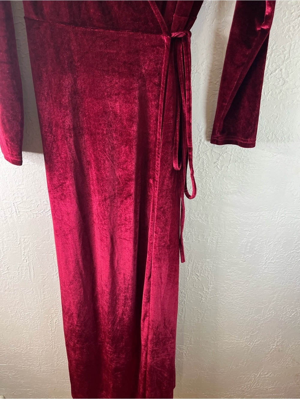 Baltic Born Sofia Velvet Wrap Maxi Dress in Mulberry Burgundy - Picture 9 of 16